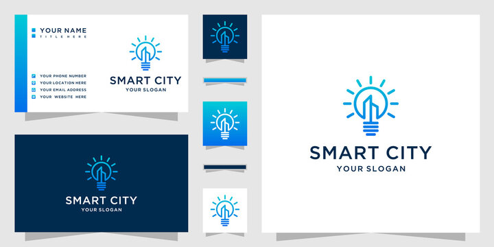 Smart city logo. and business card template