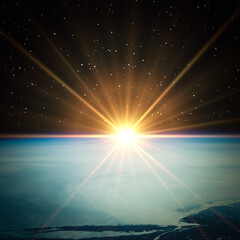 Planet earth and fascinating sunrise. The elements of this image furnished by NASA.