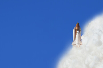 Rocket spaceship. Wonderful launch. The elements of this image furnished by NASA.