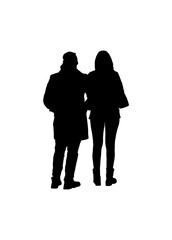 Back View Young Couple Isolated Graphic