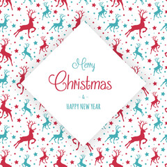 Fototapeta na wymiar Christmas greeting card with reindeer icons. Vector