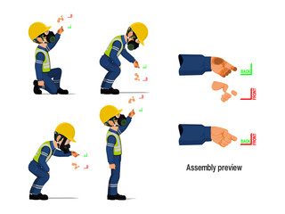 Obraz premium Set of industrial worker with empty hand for holding some equipment.