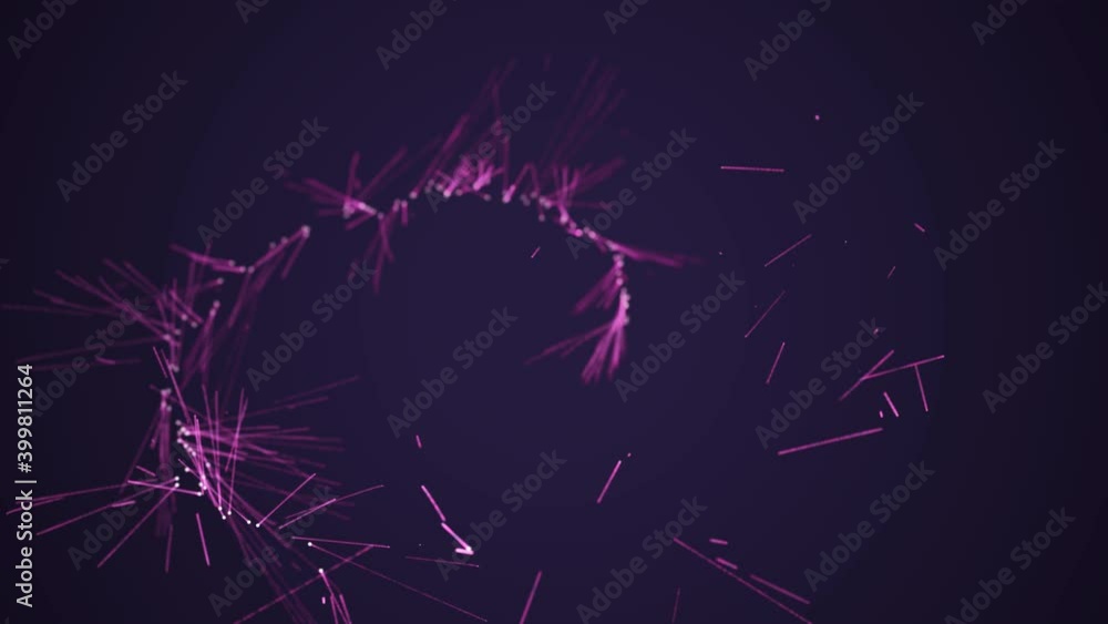 Aufkleber abstract multicolor glowing lines and light particles on a dark blue background. 3d rendering colorf