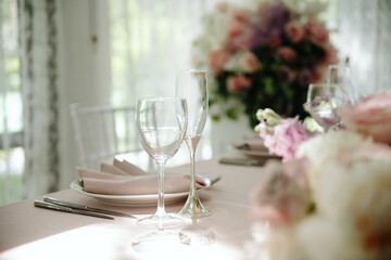 Wedding decor. Beautiful event venue. Creative decoration
