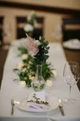 Wedding decor. Beautiful event venue. Creative decoration
