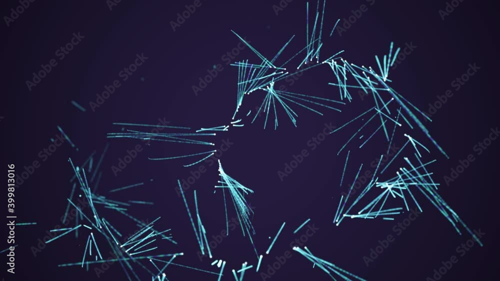 Aufkleber abstract multicolor glowing lines and light particles on a dark blue background. 3d rendering colorf