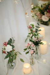 Wedding decor. Beautiful event venue. Creative decoration

