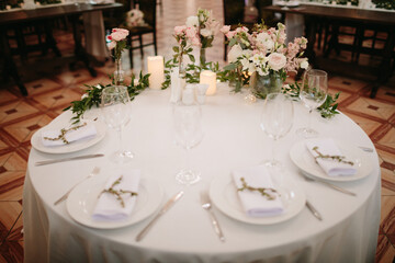 Wedding decor. Beautiful event venue. Creative decoration
