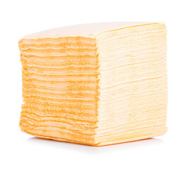 Orange stack napkins on white background isolation