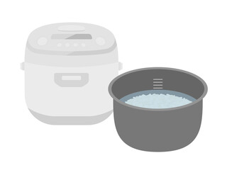 炊飯器で米を炊くイラスト