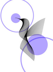 modern abstract minimalism in the image of hummingbirds with geometric shapes of black and white colors. perfect for printing posters, banners. Brochures. EPS 10 