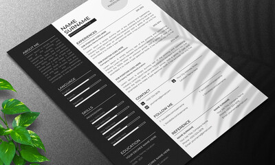 Resume Layout And Cover Letter with Black Accents 