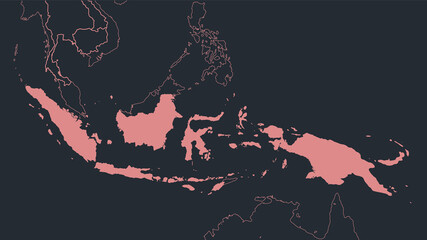 Infographics Indonesia map outline, flat design blank