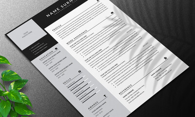 Naklejka na ściany i meble Resume and Cover Letter Layout with Black Accents