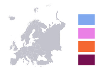 Infographics of Europe map, individual states blank