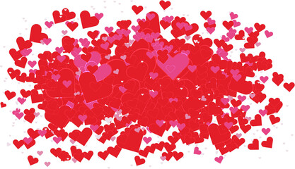 Red heart background. Sprinkle heart on a white background. Valentine's Day. Illustration.