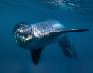 Leopard seal underwater