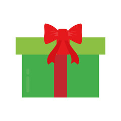 Isolated green christmas gift icon with a ribbon. Vector illustration