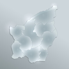 San Marino map separates regions and names individual regions, design glass card 3D raster blank