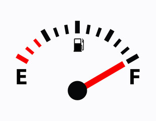 fuel gauge full isolated on white, vector illustration 