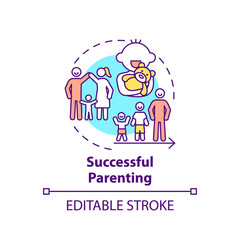 Successful parenting concept icon. Parental responsibilities. Happy kid growing up. Early childhood development idea thin line illustration. Vector isolated outline RGB color drawing. Editable stroke