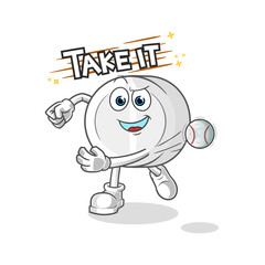 medicine throwing baseball vector. cartoon character