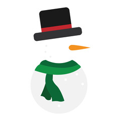 Isolated christmas snowman cartoon with a hat and a scarf. Vector illustration