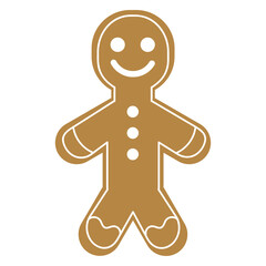 Isolated christmas gingerbread icon with a smiley face. Vector illustration