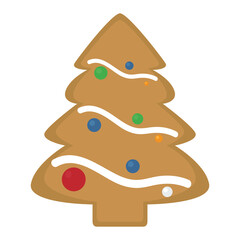 Isolated christmas gingerbread icon with a tree shape. Vector illustration
