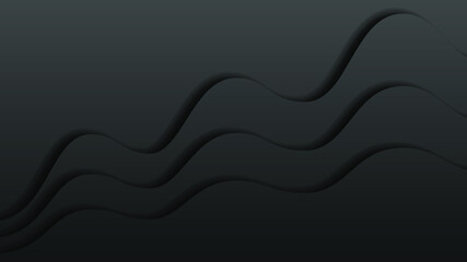 Black Abstract Paper Cut Background Vector Shadows 3D Smooth Objects Modern Design