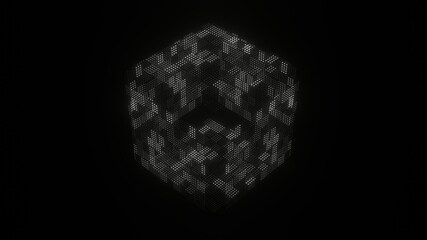 Abstract illustration of white glowing pattern element in black background