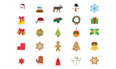 Set of christmas icons. Christmas season. Vector illustration