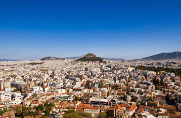 The city of Athens is seen here with Lycabettus Hill