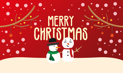 Merry christmas banner with a snowmen - Vector illustration