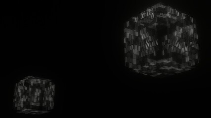 Abstract illustration of white glowing pattern element in black background