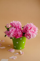 Peonies, bouquet, frame, postcard, mother's day, birthday. Summer or spring flowers.