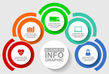 Business infographic vector template with 5 options, educational diagram in eps 10