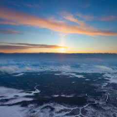 Fototapeta na wymiar View from above tundra in winter