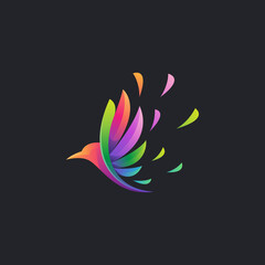 Colorful flying bird logo template