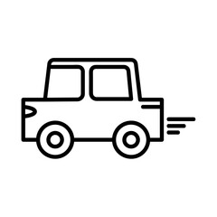 Car in motion icon. Tourism vacation symbol. Travel stock illustration. isolated on white background. Vector eps10
