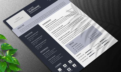 Professional Resume CV Template and Cover Letter with Grey Accents