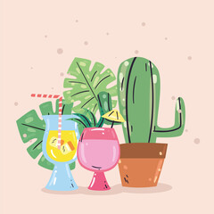 Summer cactus and cocktails vector design