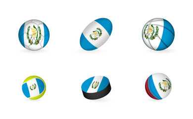 Sports equipment with flag of Guatemala. Sports icon set.