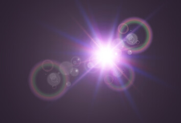 Bright beautiful star.Vector illustration of a light effect on a transparent background.