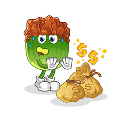 lettuce with bulgogi sauce refuse money illustration. character vector