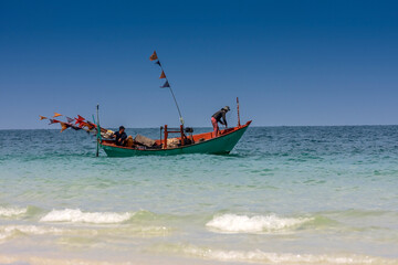 Fototapeta premium Fishing boats on the island of Phu Quoc, Vietnam, Asia