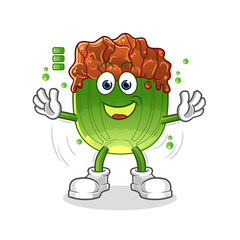 lettuce with bulgogi sauce full battery character. cartoon mascot vector
