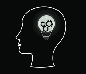  head with gears and a light bulb concept. Innovation icon. Simple element from digital disruption collection. Filled Innovation icon for templates, infographics and more. Vector