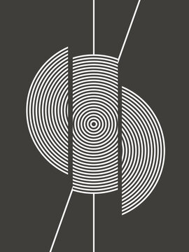 Art print trendy minimalist abstract contemporary poster for wall decoration, placard, brochure cover. Decoration vintage cover. Vintage, retro art. Interior decoration. Wall art. Black and white.