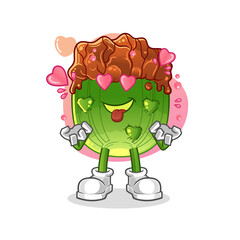 lettuce with bulgogi sauce fallin love vector. cartoon character